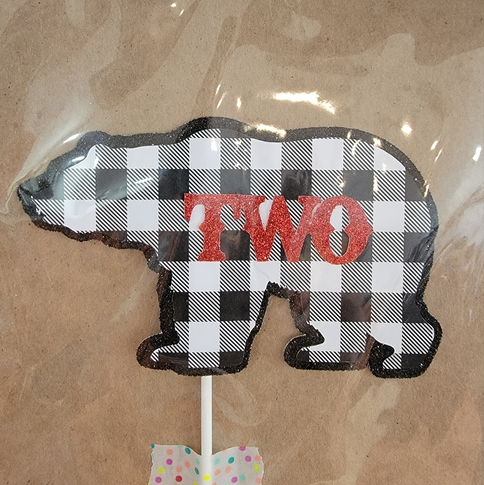 2nd birthday bear cake topper